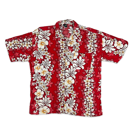 Vintage Red & White Hawaiian Short Sleeve Shirt M L