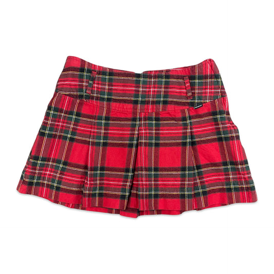 Vintage 90s Red Tartan Pleated Mini Skirt 10 12