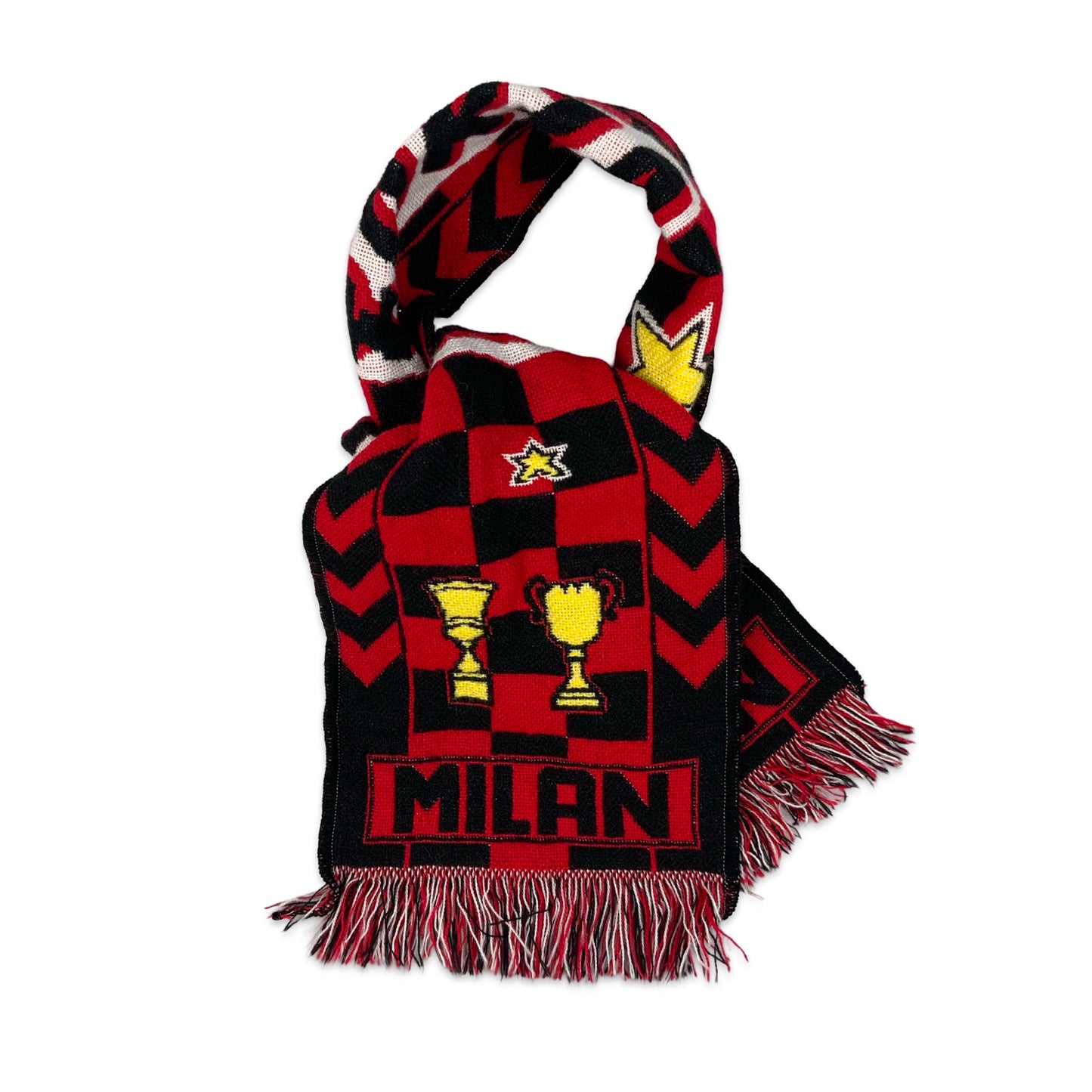 Vintage Red & Black Checkered Milan FC Scarf