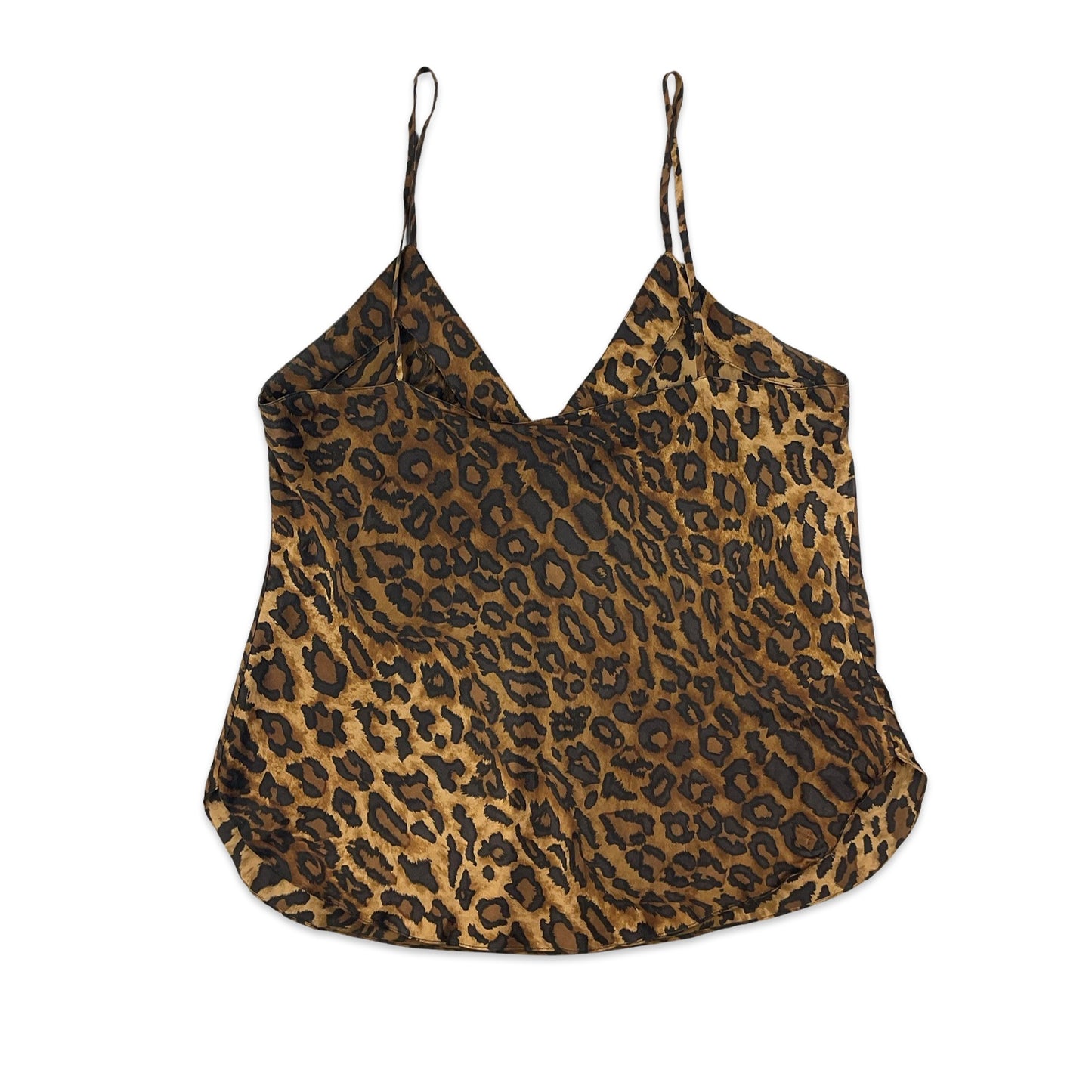 90s Cheetah Print Spaghetti Strap Loose Fit Silk Cami Top 10 12 14