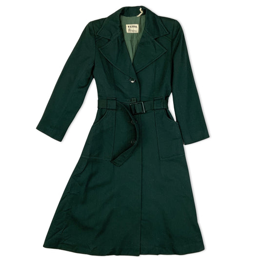 Vintage 90s Green Ladies' Wool Trench Coat 4