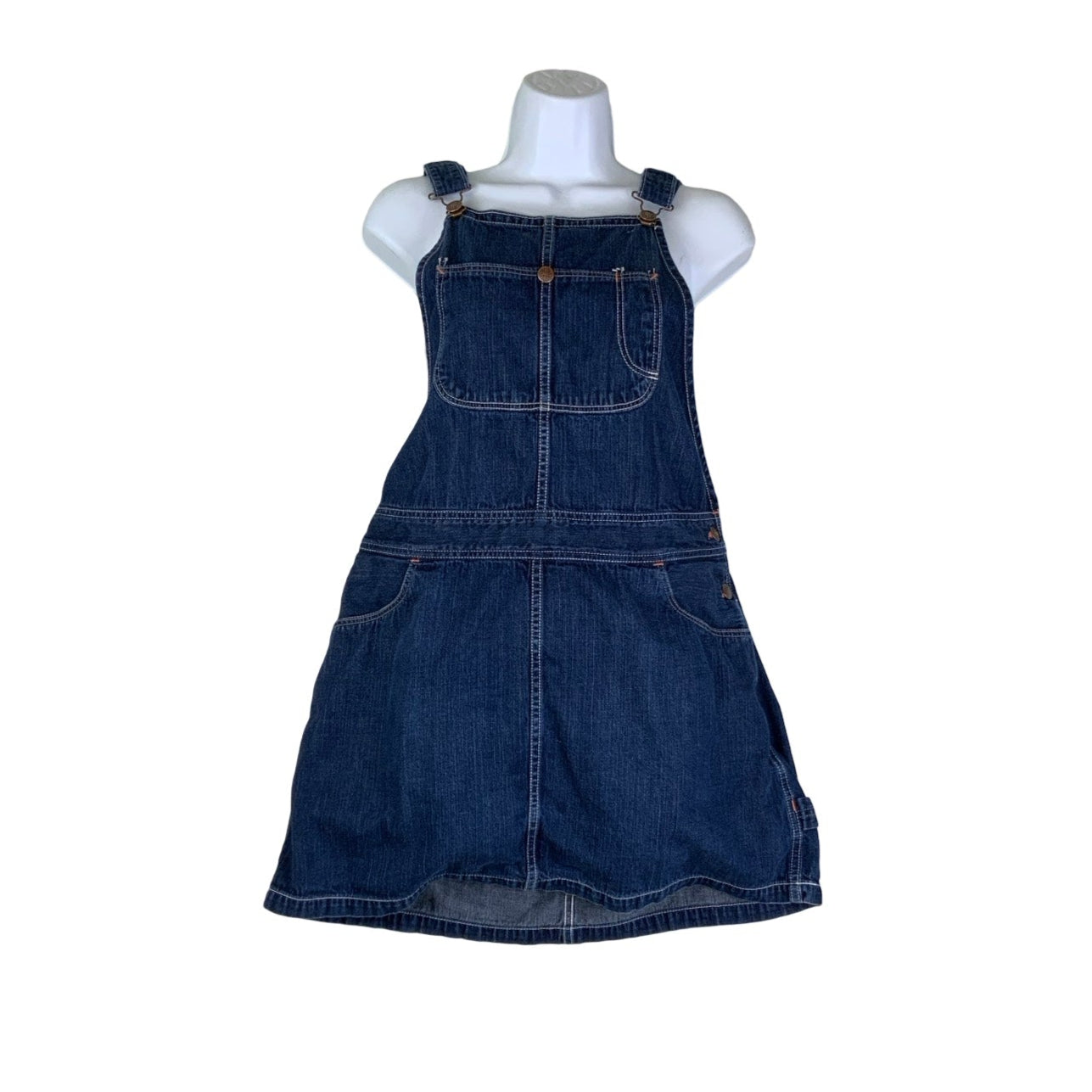 Vintage 90s Blue Blue Dungaree Pinafore Mini Dress 14 16 L