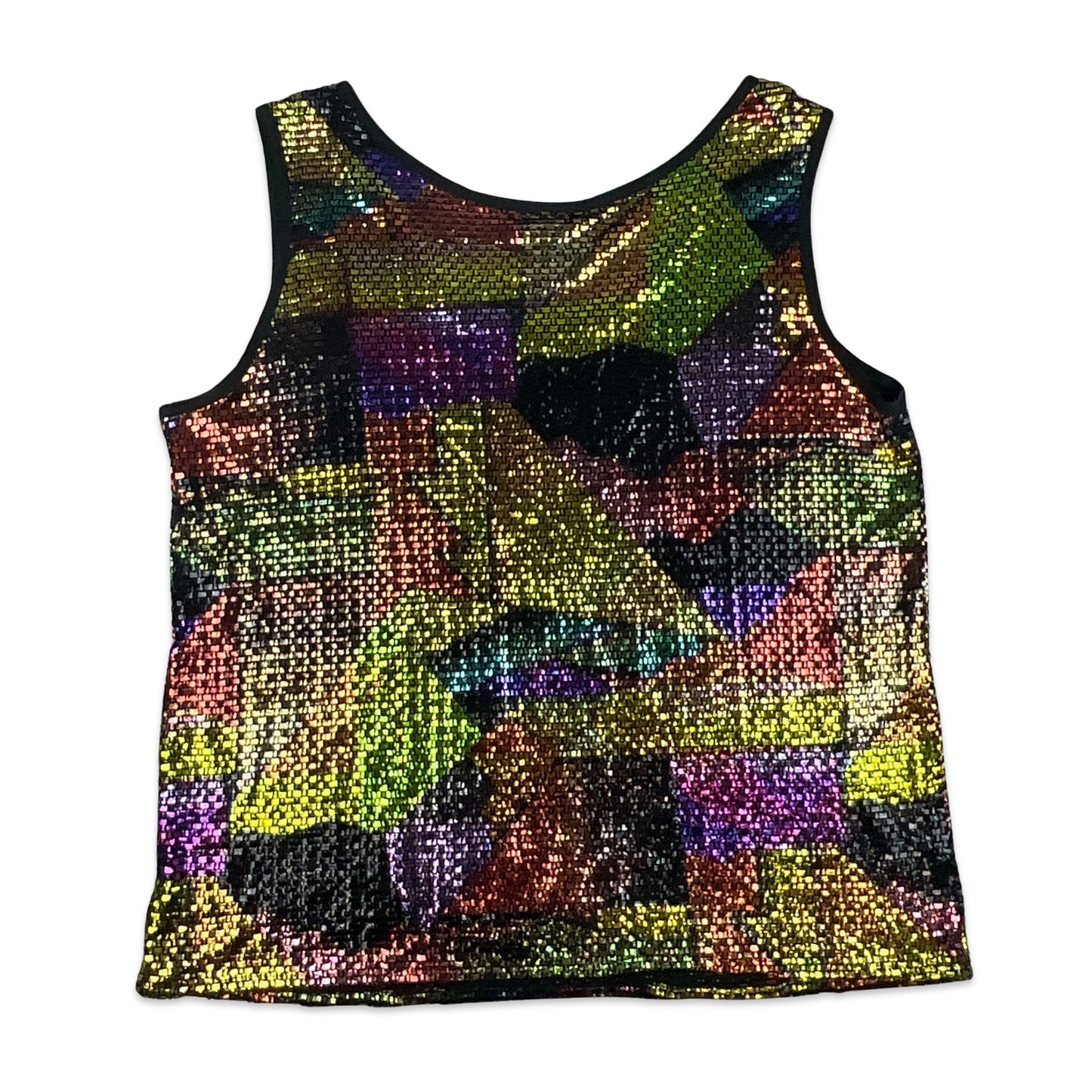 Vintage Multicoloured Metallic Vest Top 10 12 14 16