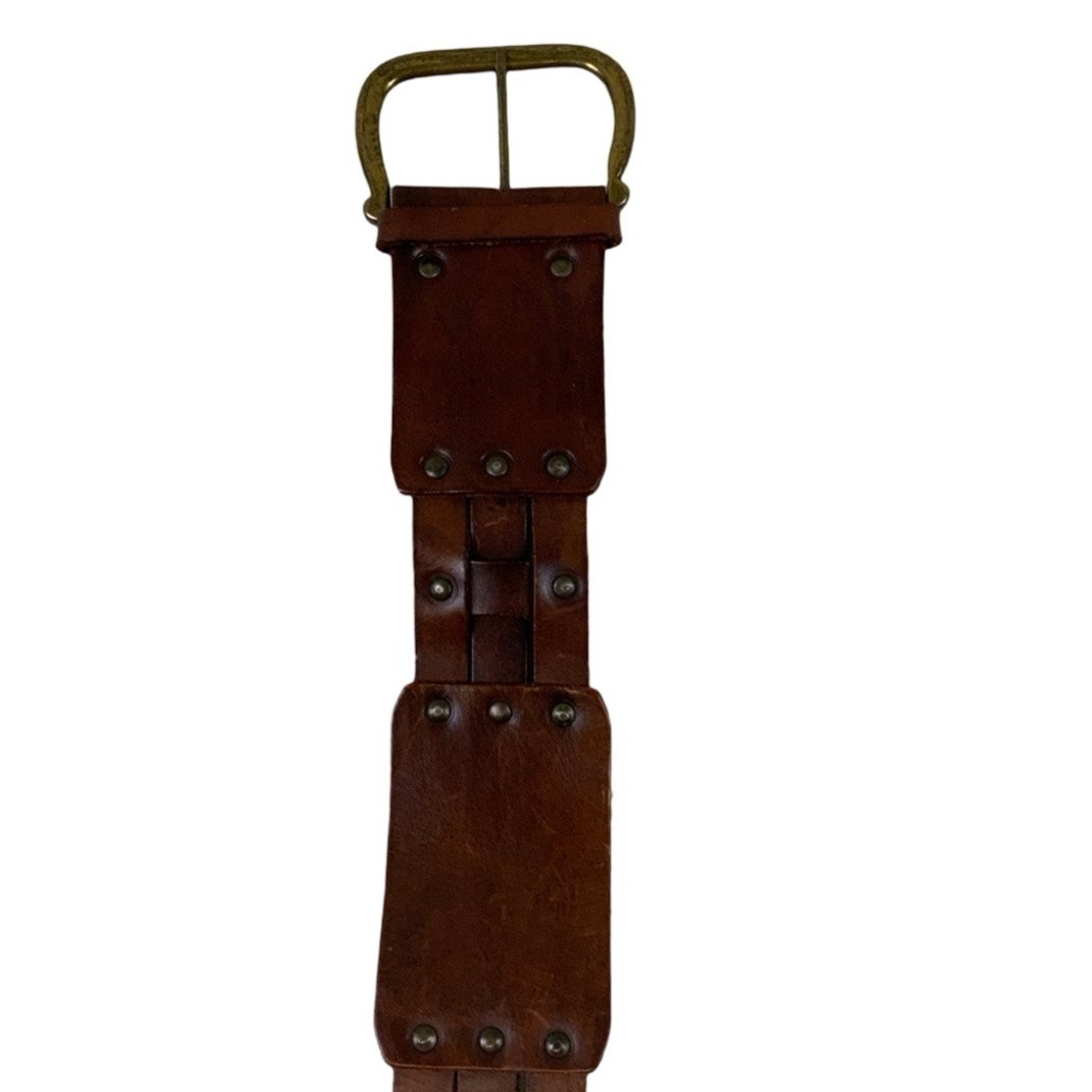 Studded Brown Cross Hatch Belt