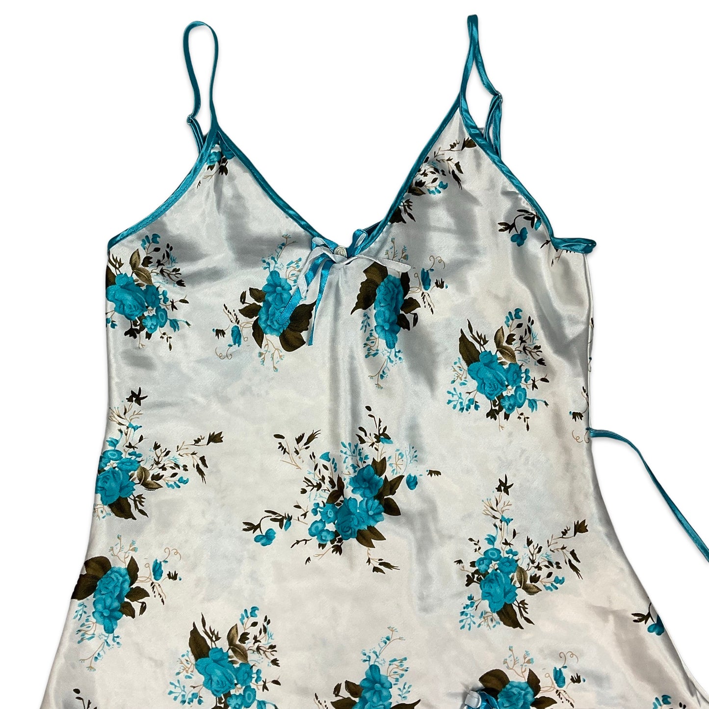 90s White & Blue Floral Babydoll Top 8 10