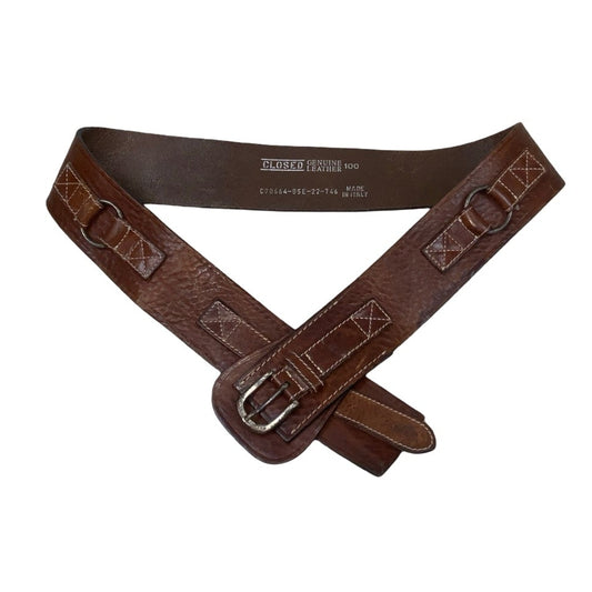 Vintage 80s 90s 'Closed' Brown Genuine Leather Western Belt