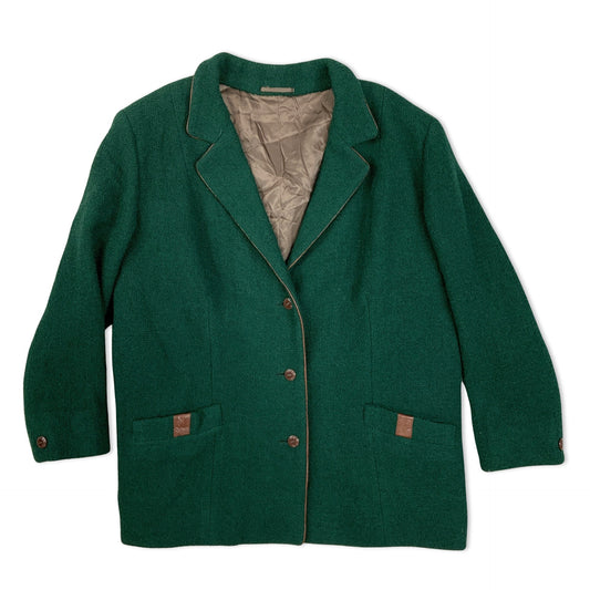 Vintage 80s Green Bouclé Blazer 18 20