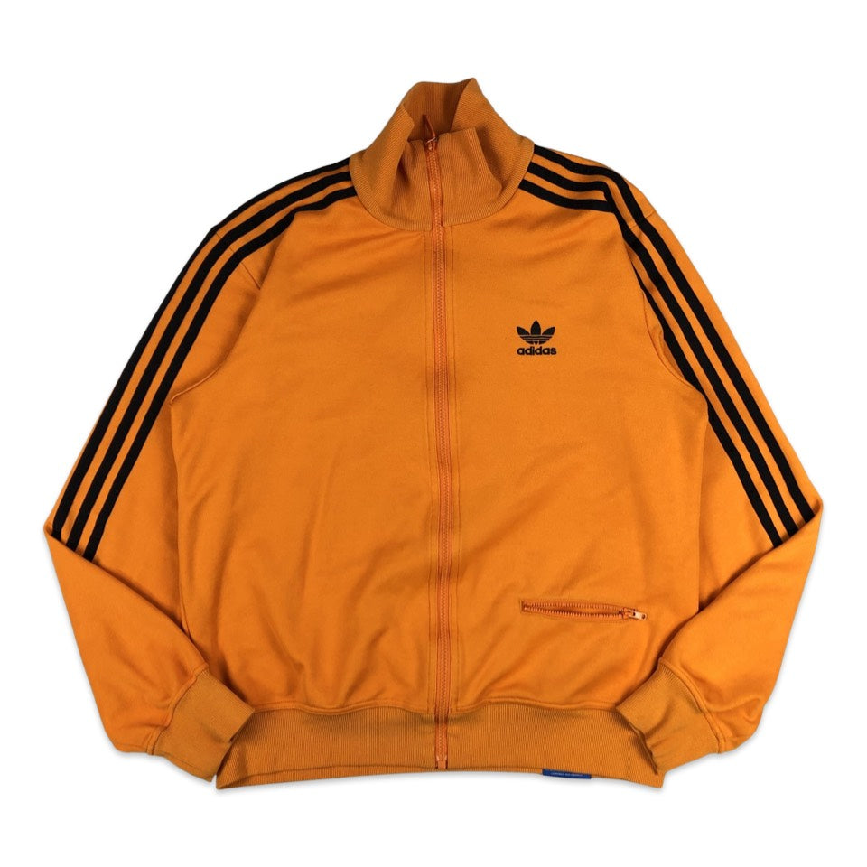 Preloved Adidas Orange and Black Track Jacket M L