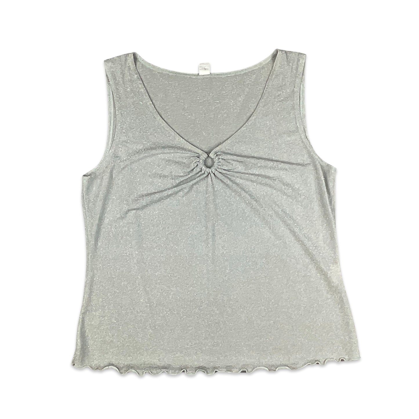 Y2K Silver Lettuce Hem Top 10 12 14 16