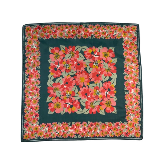 Vintage 60s Floral Green Pink Scarf