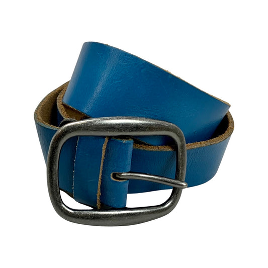 Vintage Blue Leather Belt