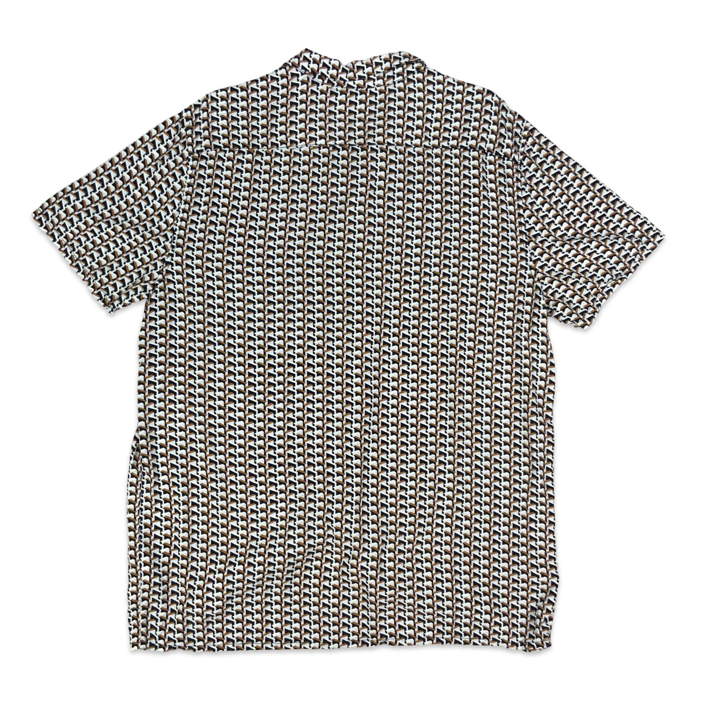 90s Navy & Orange Geometric Print Shirt XL