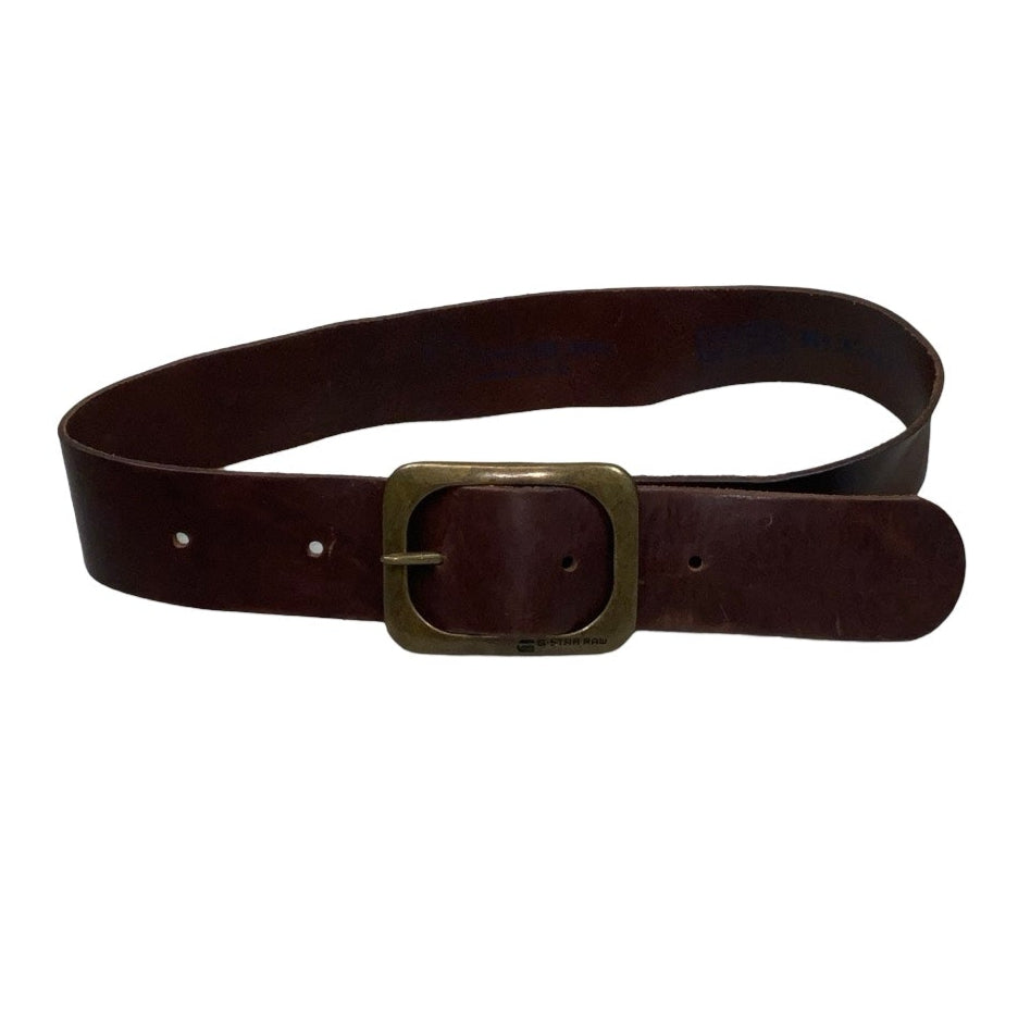 Vintage ‘G-Star Raw’ Brown Genuine (BLT-01) Leather Gold Buckle Belt