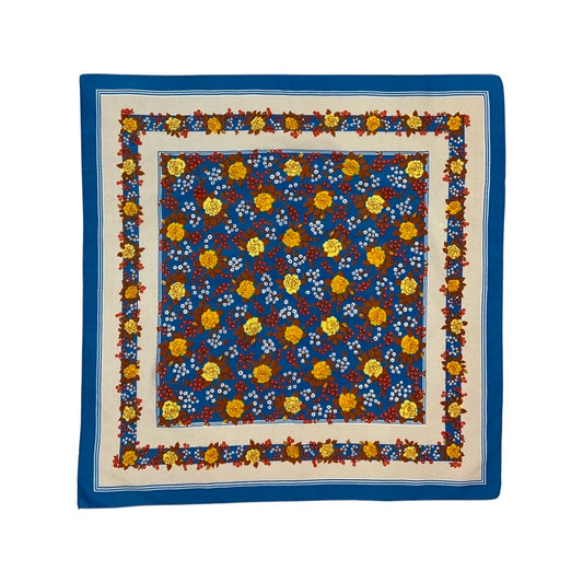 Vintage Blue and Gold Floral Scarf