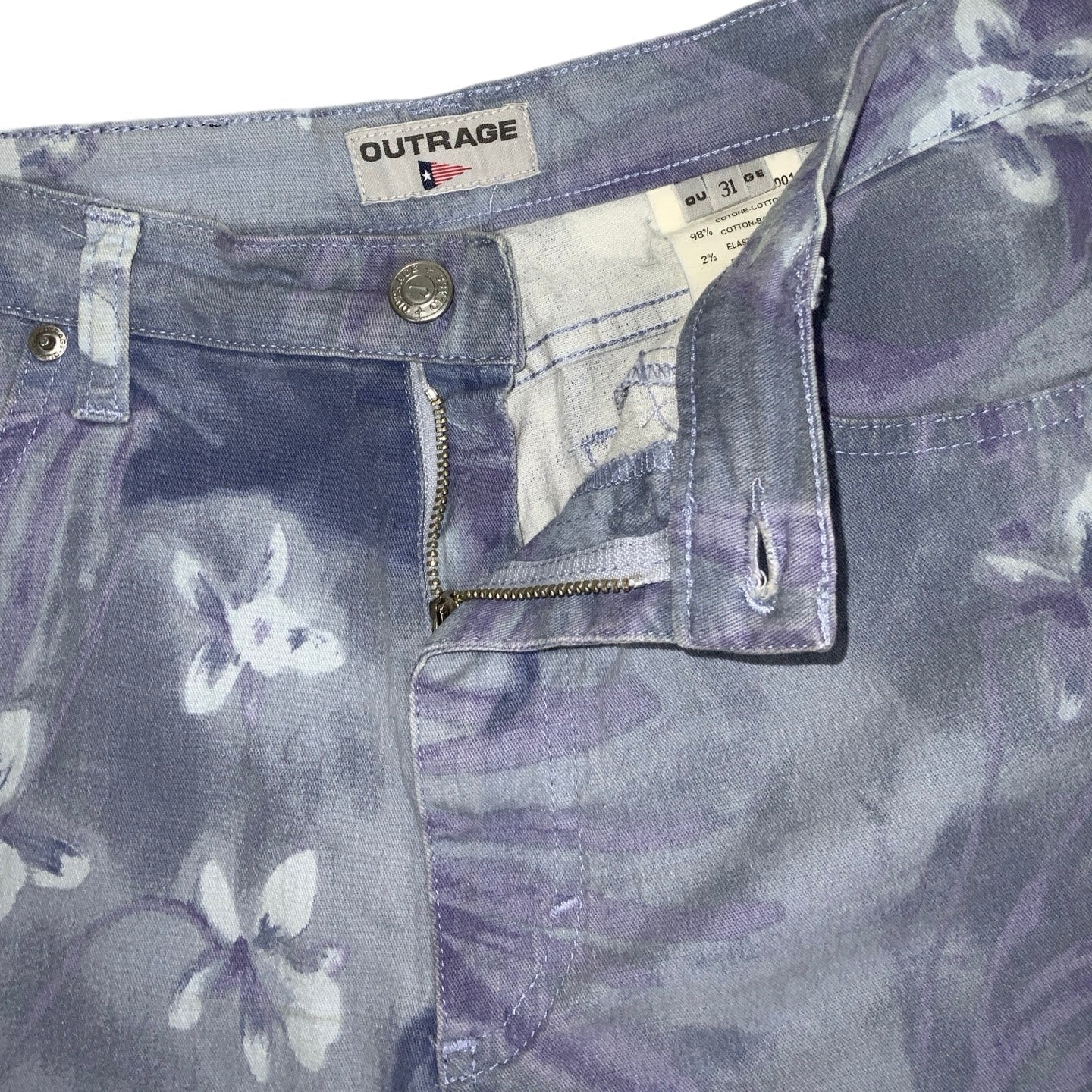 Vintage 90s ‘Outrage’ Purple Floral Wide Leg Jeans 10 12