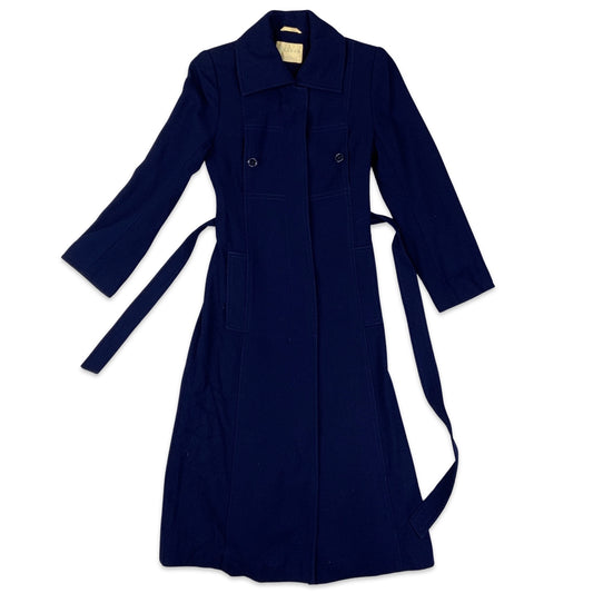 Vintage 90s Navy Wool Trench Coat 4