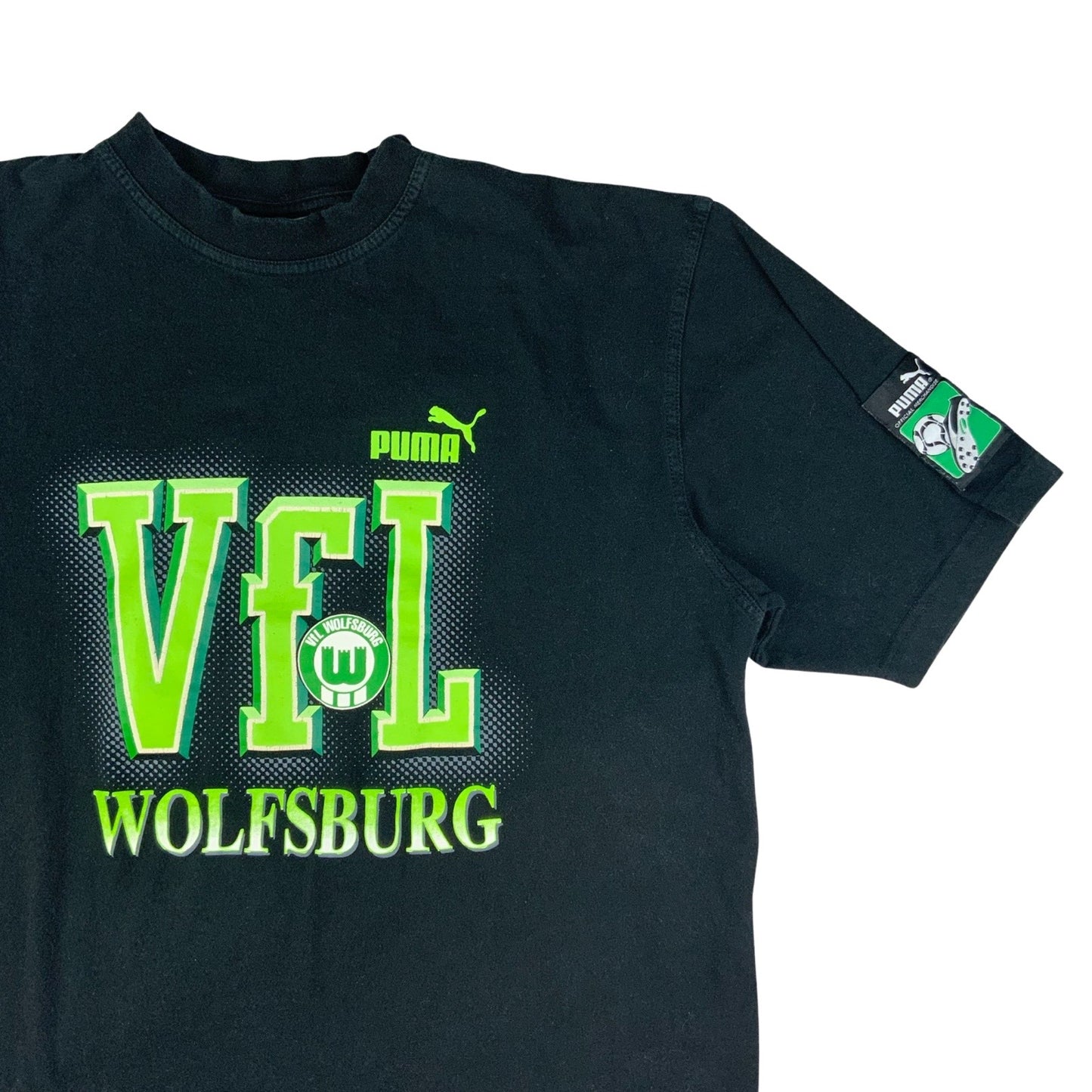 Vintage Black & Green Puma VFL Wolfsburg Football Tee S M L