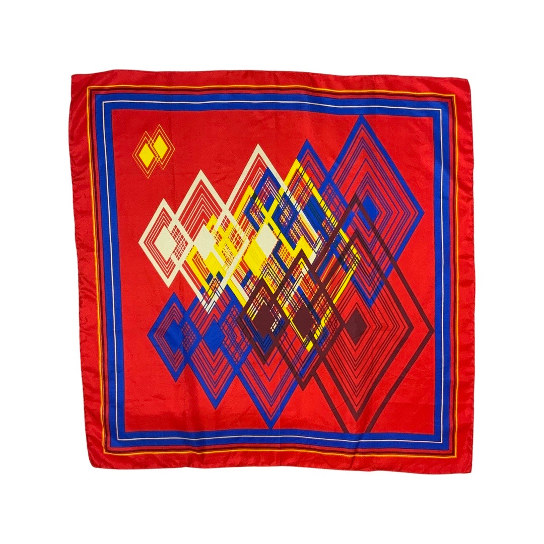 Vintage Red and Blue Diamond Pattern Scarf