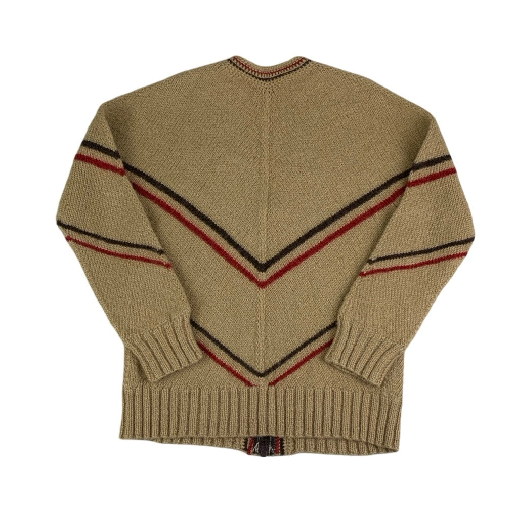 Vintage 70s Tan Zip-Up Cardigan S M 12 14