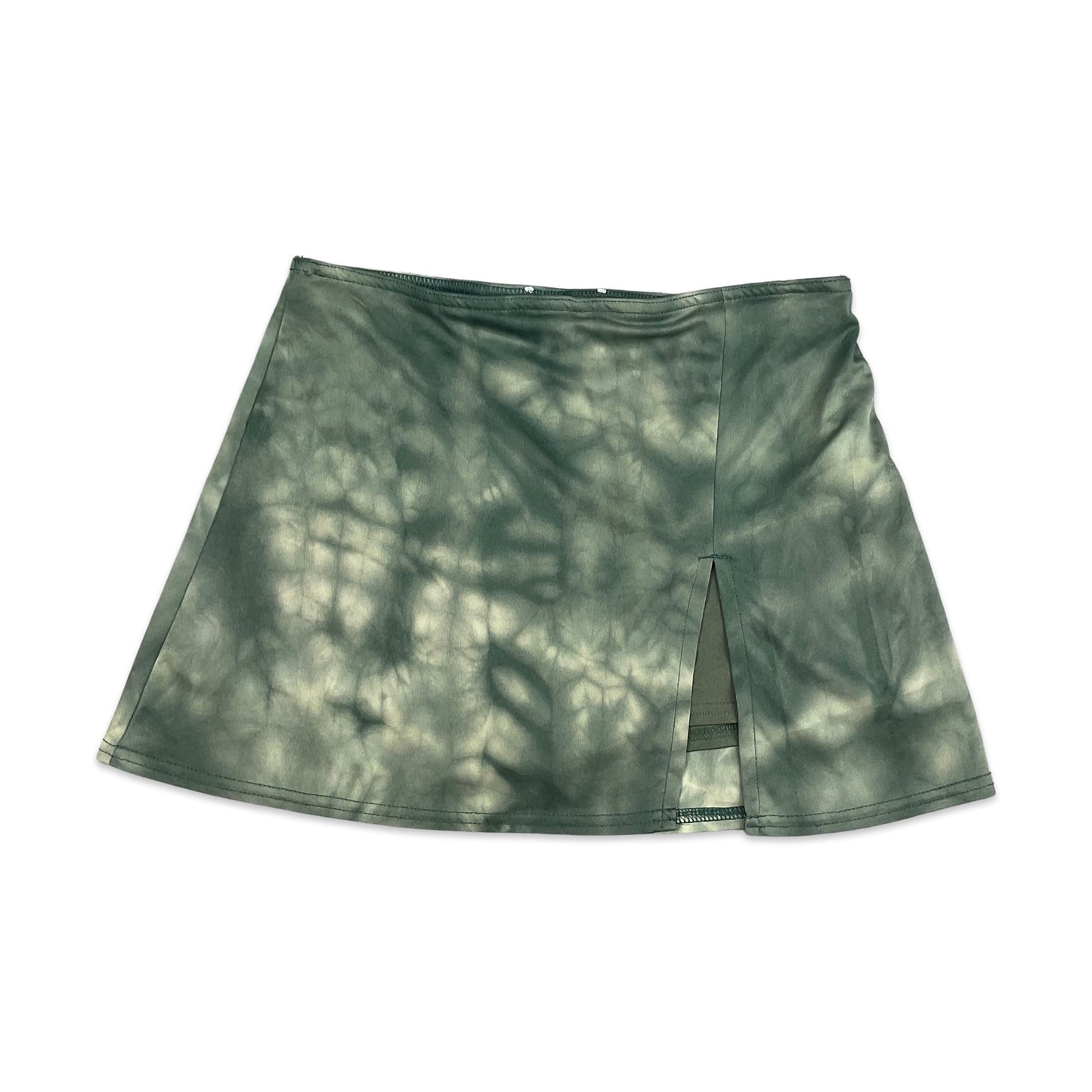 Vintage 90s Green Beige Tye Dye Mini Skirt 10 12