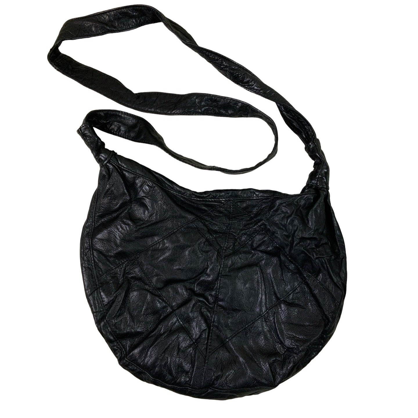 Vintage 90s 00s Black Textured Slouch Hobo Cross Body Shoulder Bag