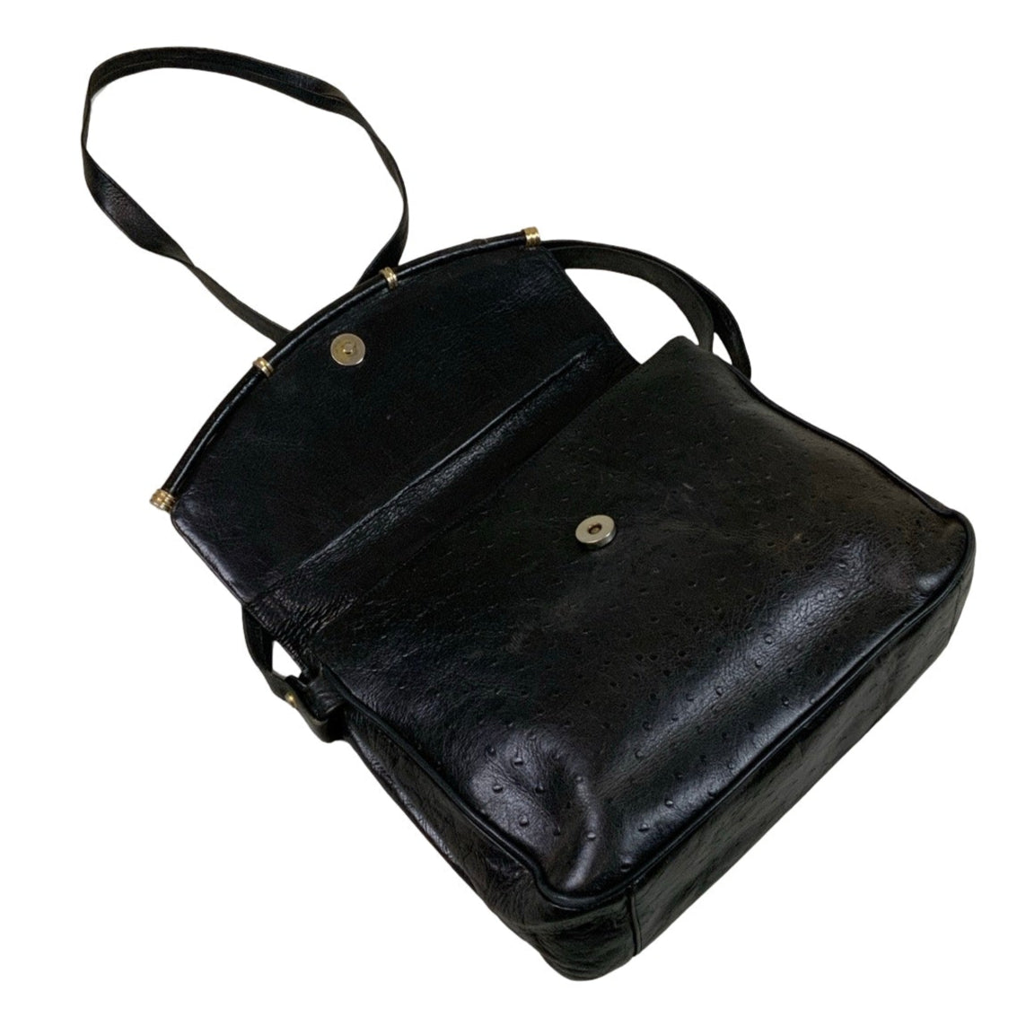 Vintage 80s 90s Black Leather Textured Shoulder Crossbody Bag