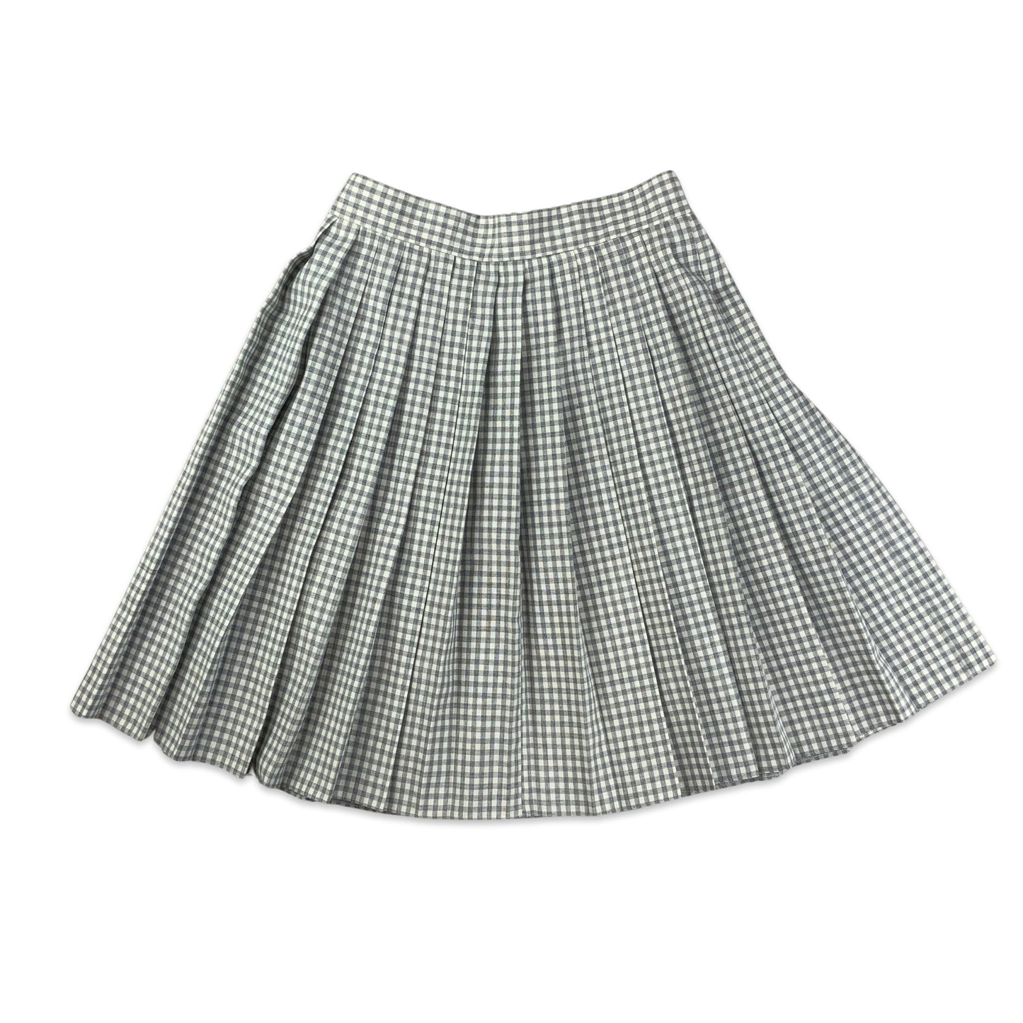 Vintage Grey & White Checkered Pleated Skirt 6 8 10