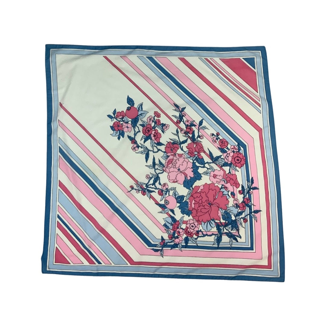 Vintage Pink, White, and Blue Floral Scarf