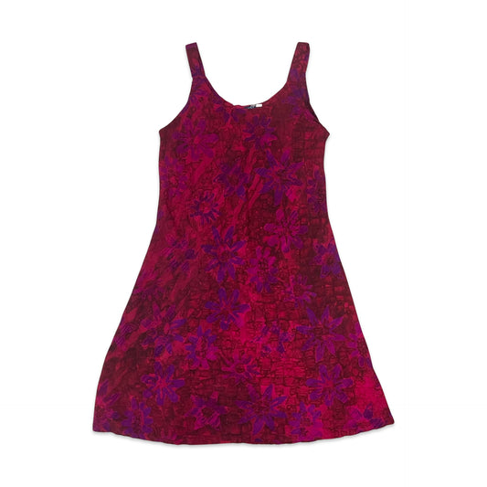 90s Pink & Purple Floral Sun Dress 6 8