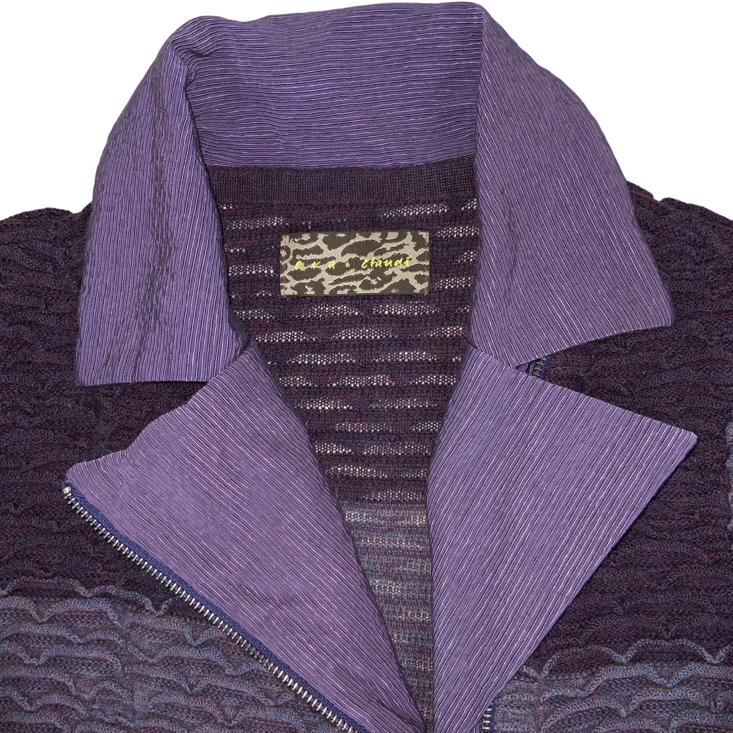 Vintage 90s ‘Eva & Claudi’ Purple Waffle Asymmetric Cardigan 8 10 S