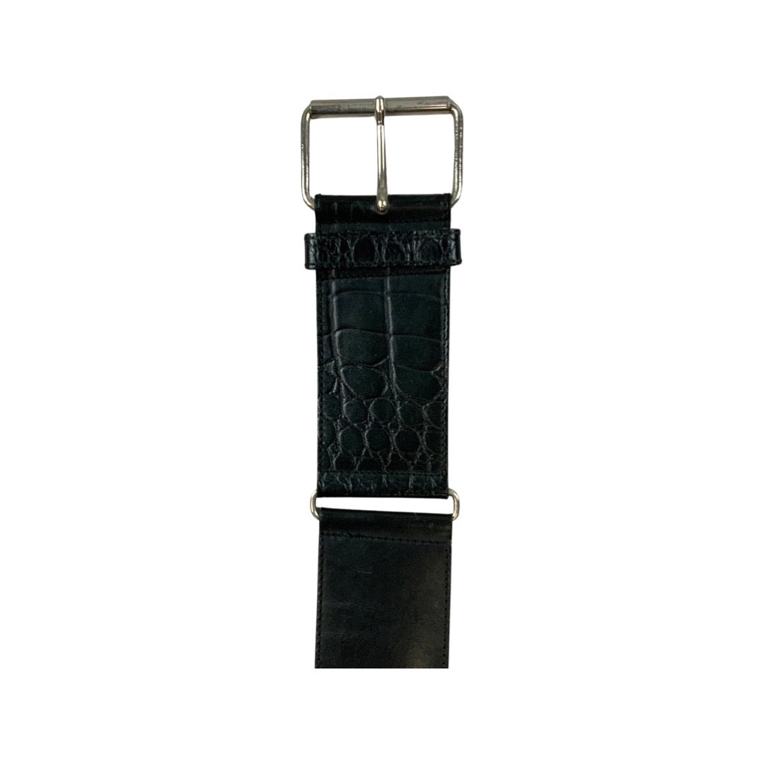 Vintage black leather Oversized Belt
