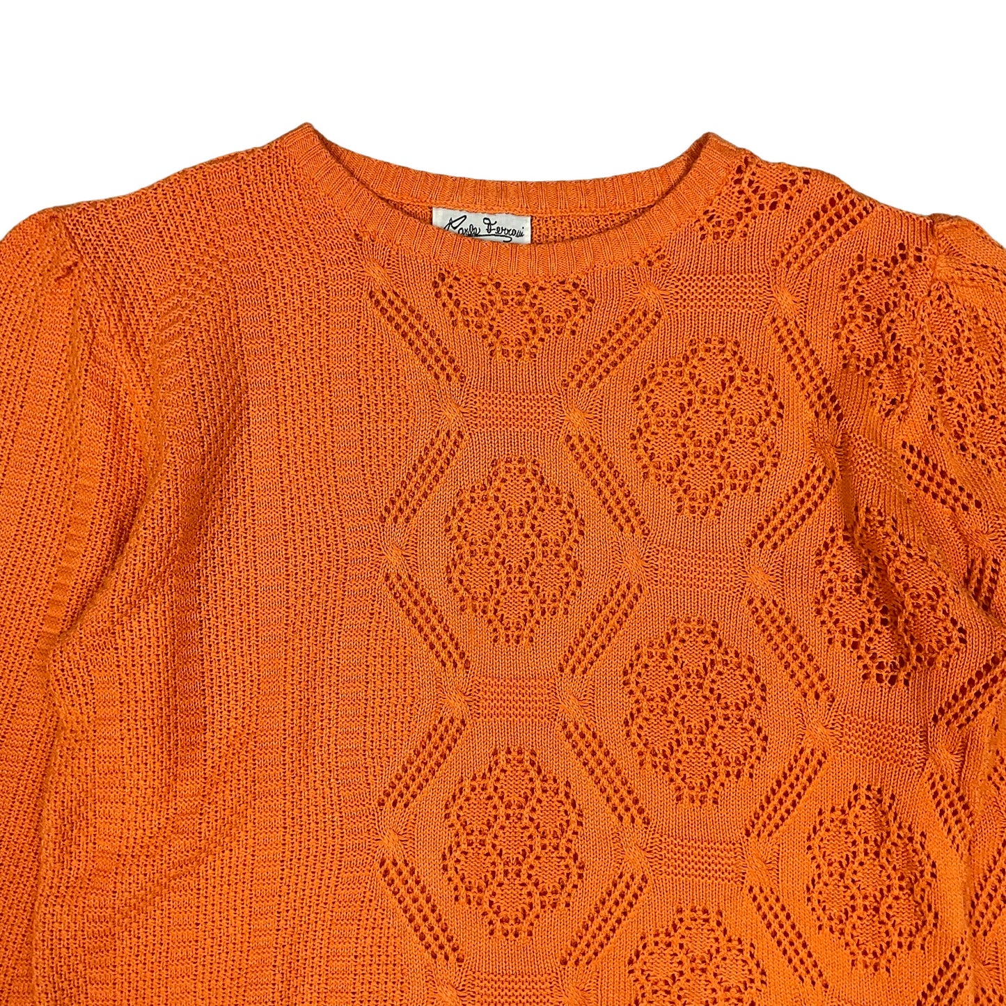 Vintage Orange Open Knit Jumper 10 12