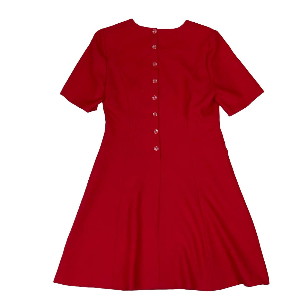 Vintage Red Short Sleeved Midi Dress 10 12 14