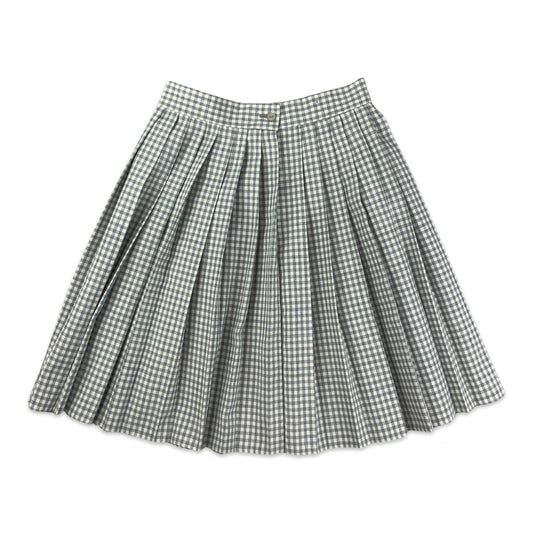 Vintage Grey & White Checkered Pleated Skirt 6 8 10