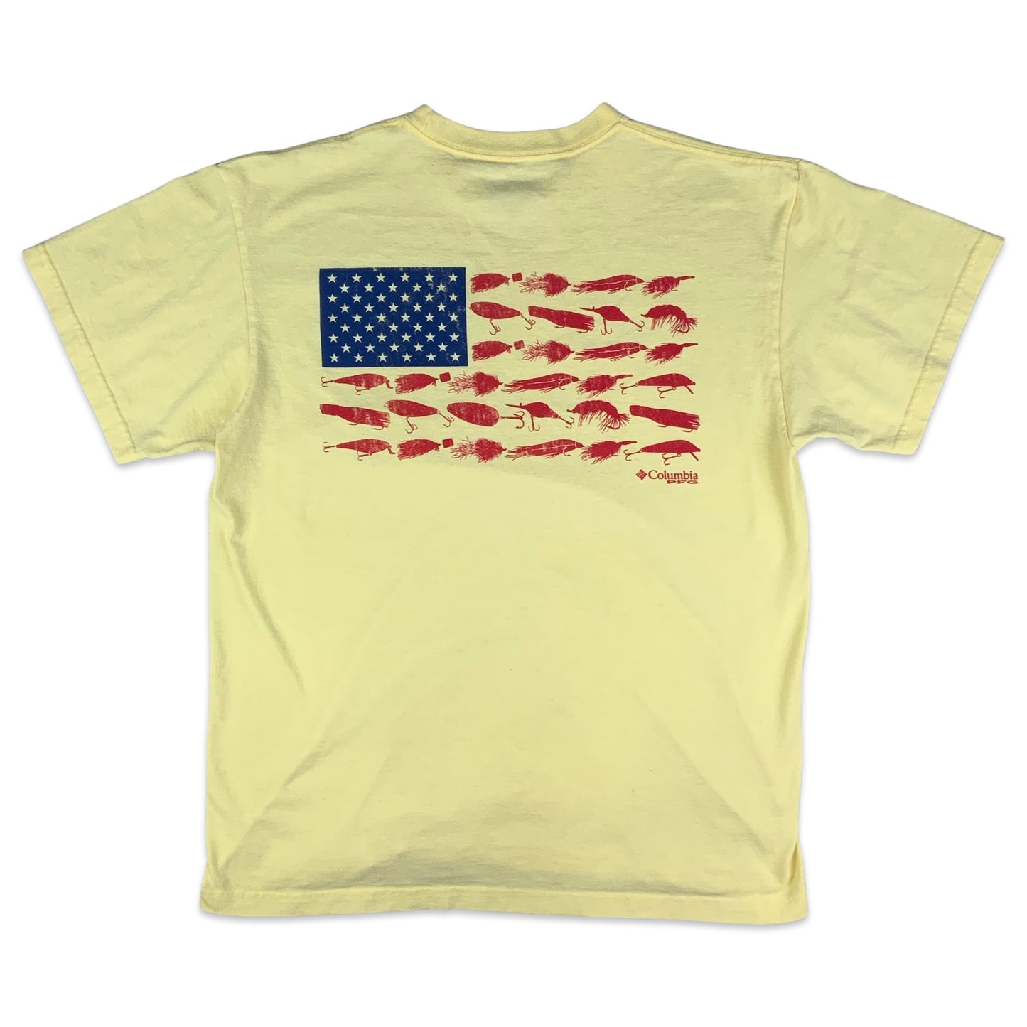 Vintage Pale Yellow Columbia PFG Tee S M