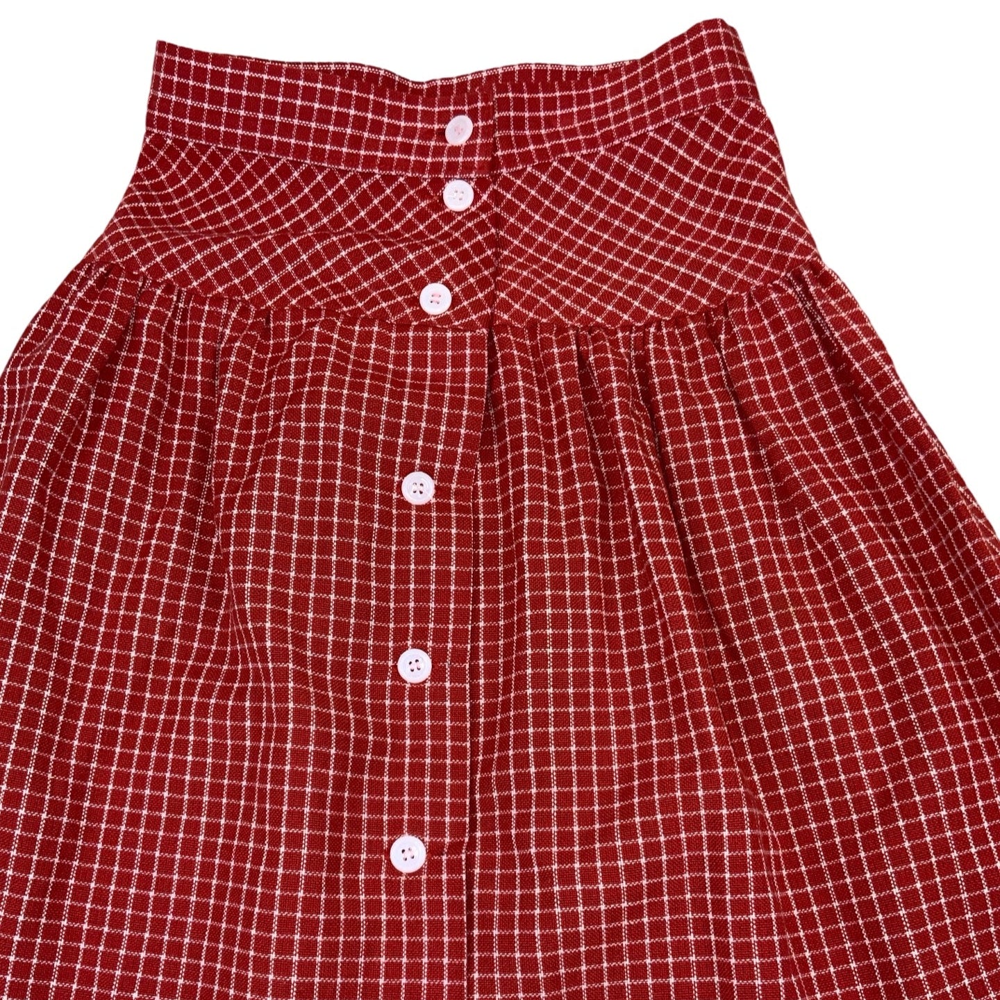 Vintage 60s 70s Red White Check High Waist Mini Skirt XXS 4