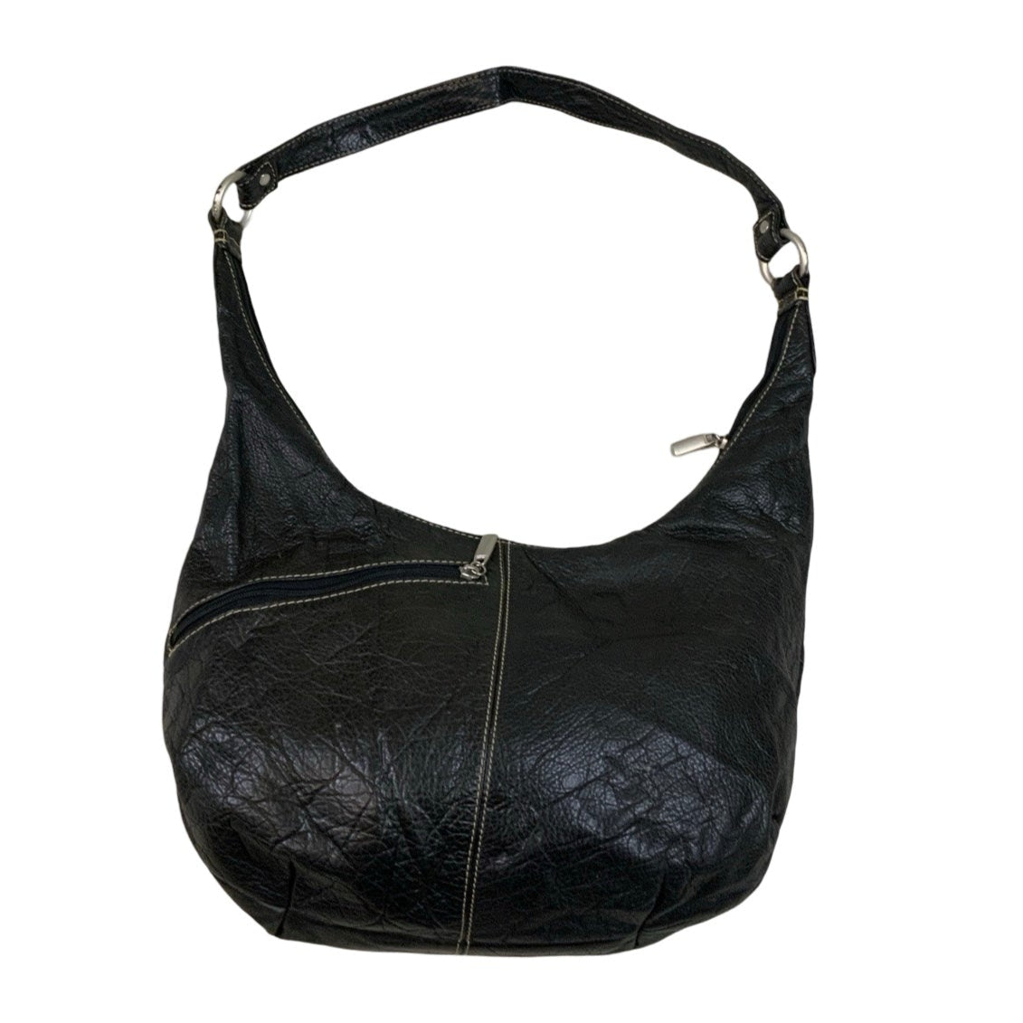 Vintage 90s ‘Maldi’ Black Leather Slouch Hobo Handbag