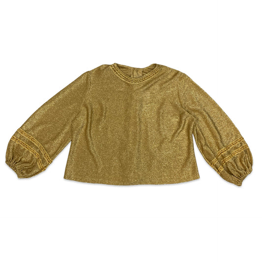 Vintage Glittery Gold Long Sleeve Blouse 18 20