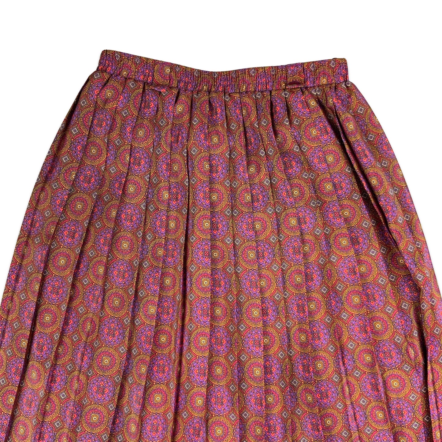 Vintage Purple Floral Pleated Midi Skirt