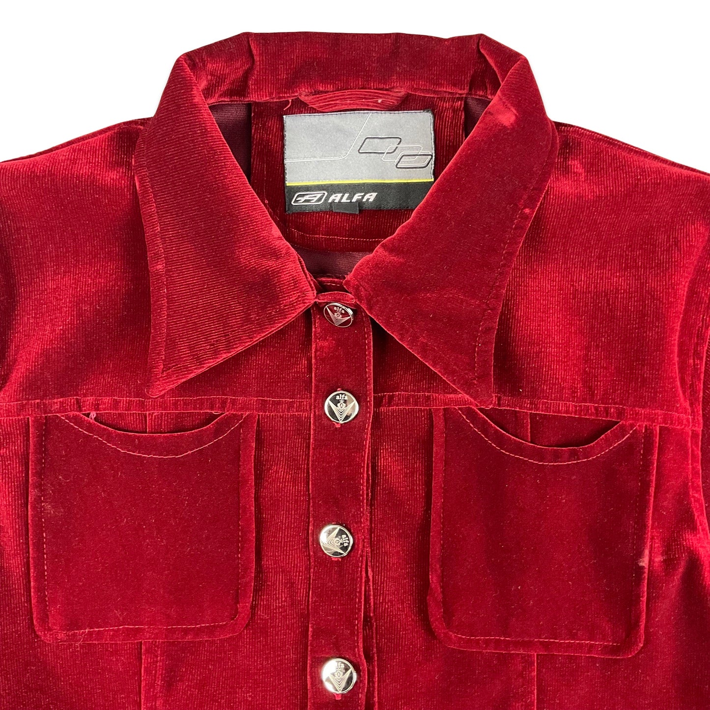 Vintage 90s Red Velvet Cord Bell Sleeve Shirt 12 14
