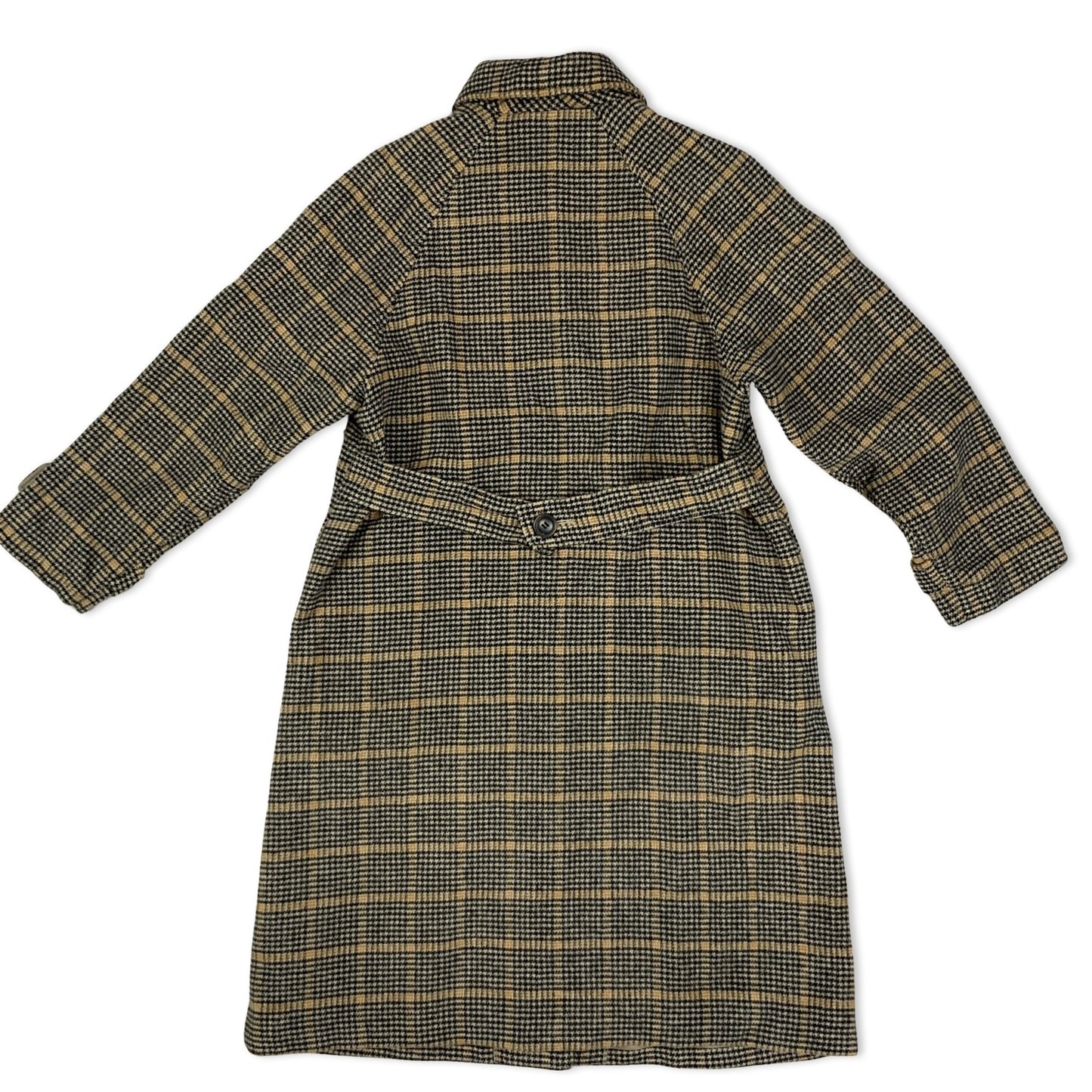 Vintage Y2K Beige and Black Tartan Ladies' Trench Coat 12