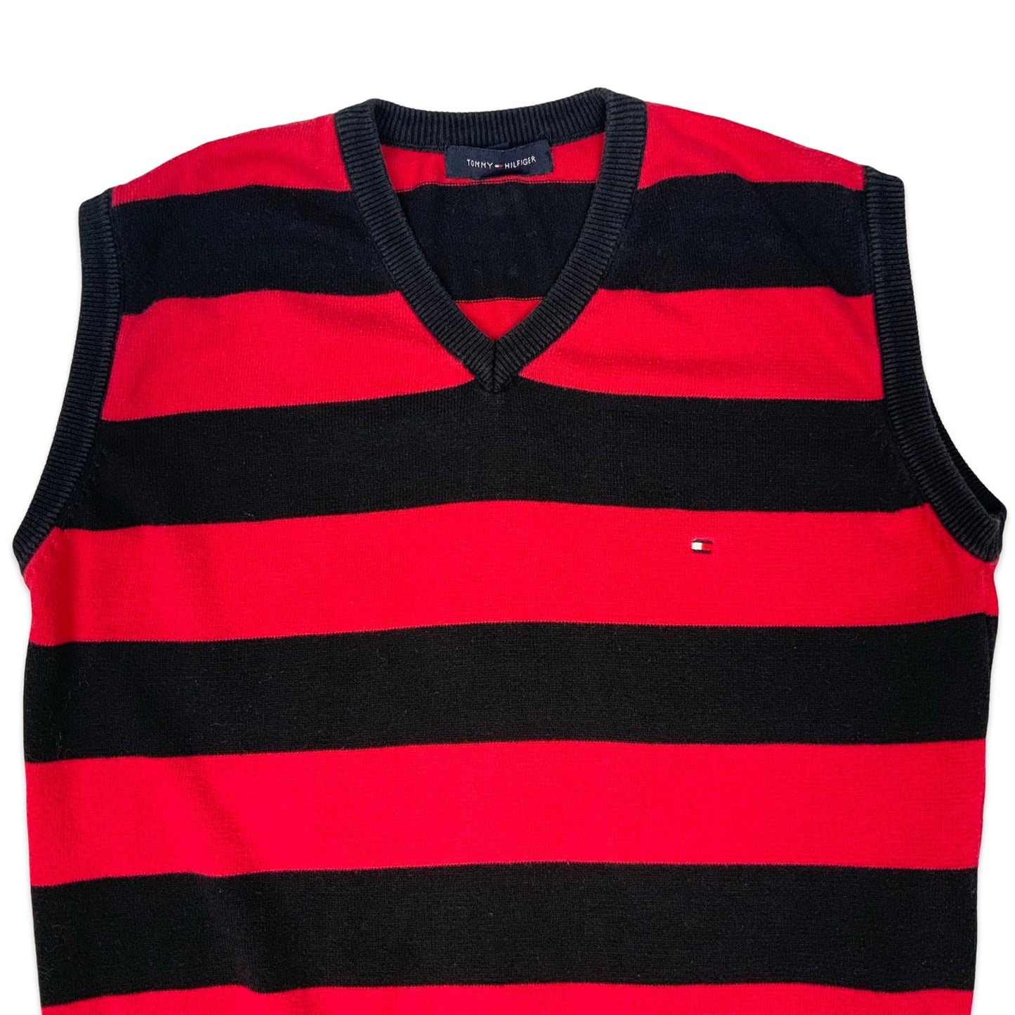 90s Red & Black Tommy Hilfiger Knit Vest L
