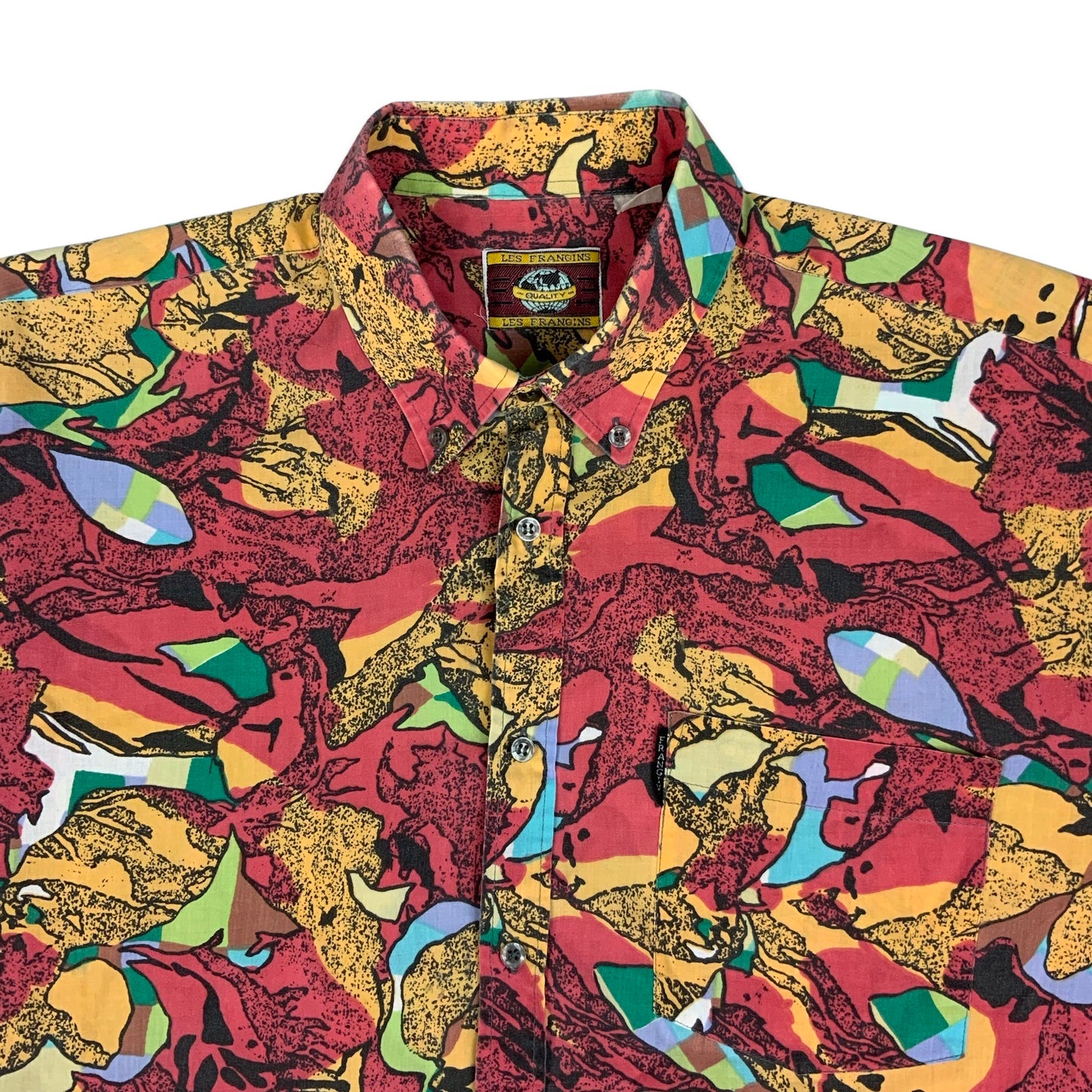 80s Multicoloured Abstract Print Shirt L XL