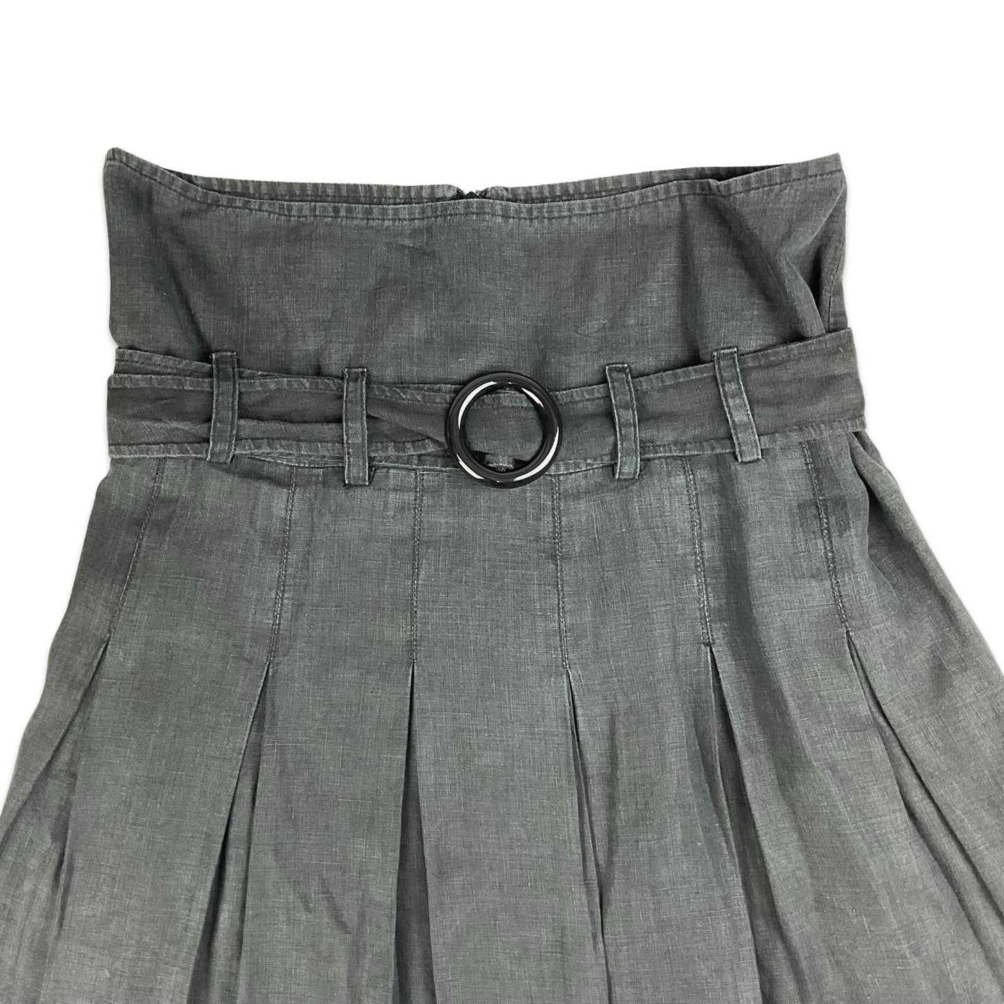 90s Black High Waisted Pleated Skirt with Belt