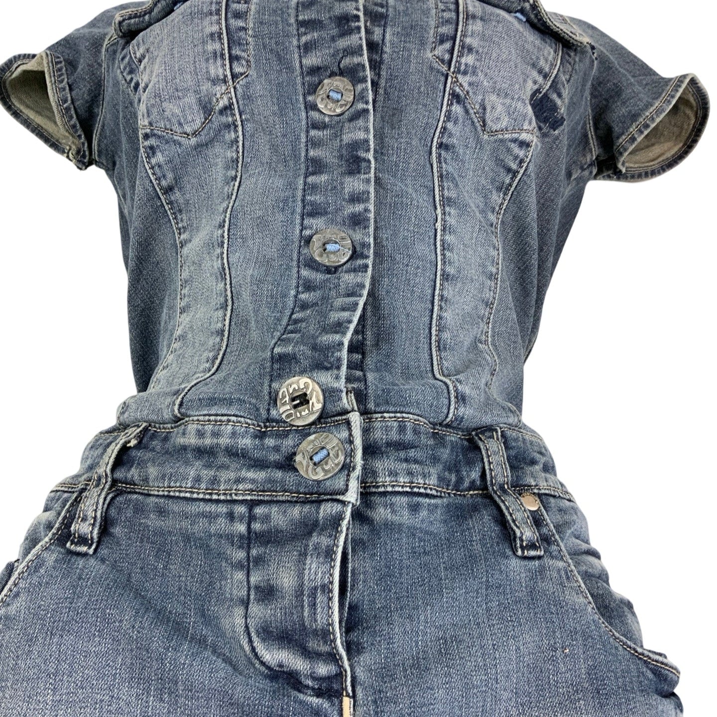 Vintage 90s Wildcat Dark Grey Wash Denim Mini Dress XXS 4