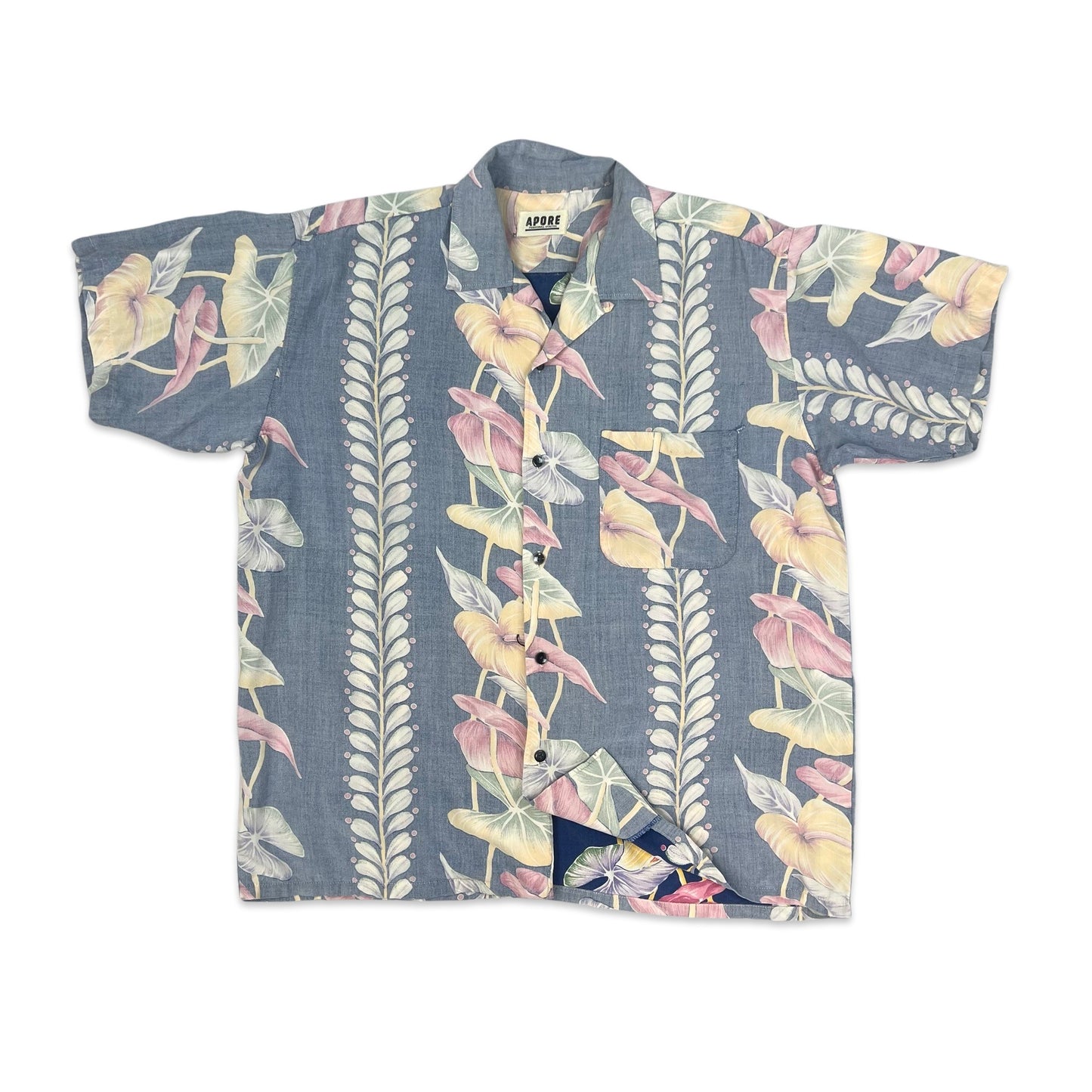 Vintage Floral Print Hawaiian Shirt L XL