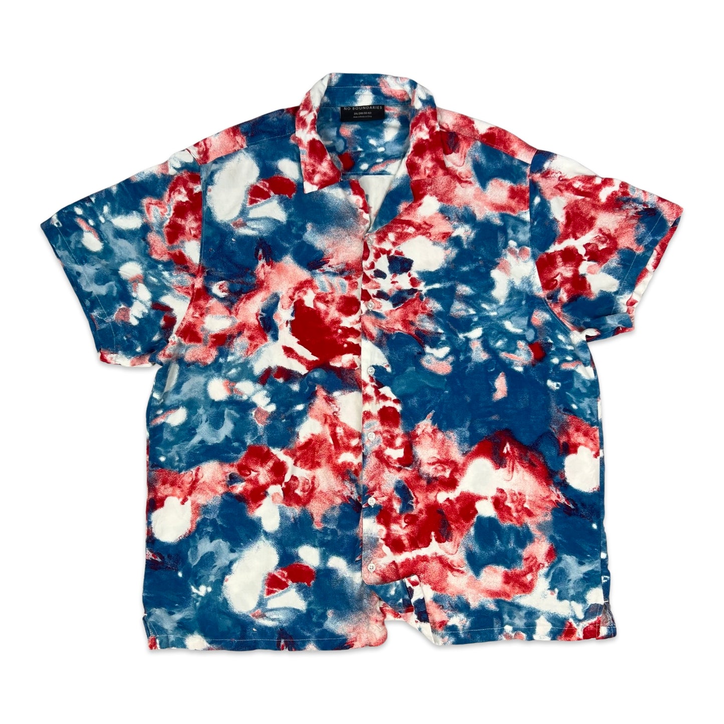 Blue & Red Abstract Print Short Sleeve Shirt XL XXL