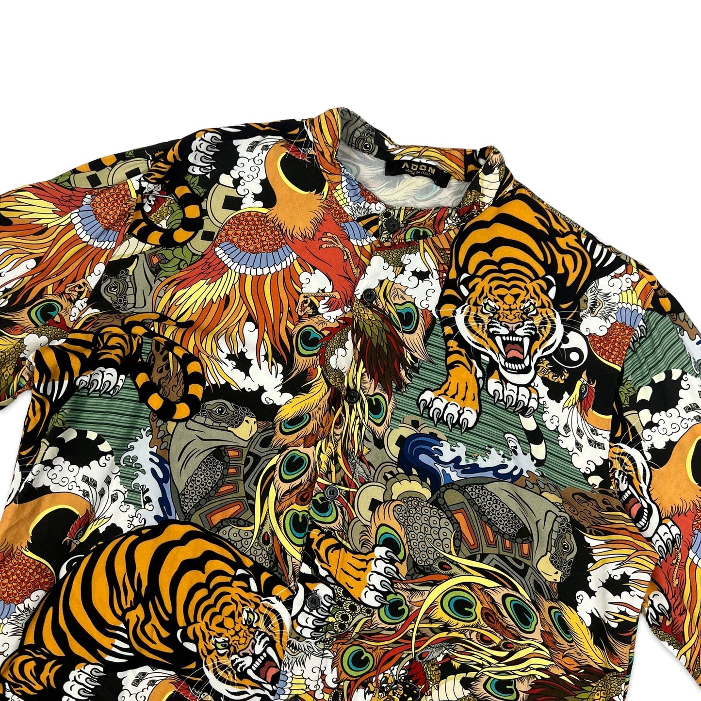 Vintage Tiger Abstract Print Round Neck Shirt S M