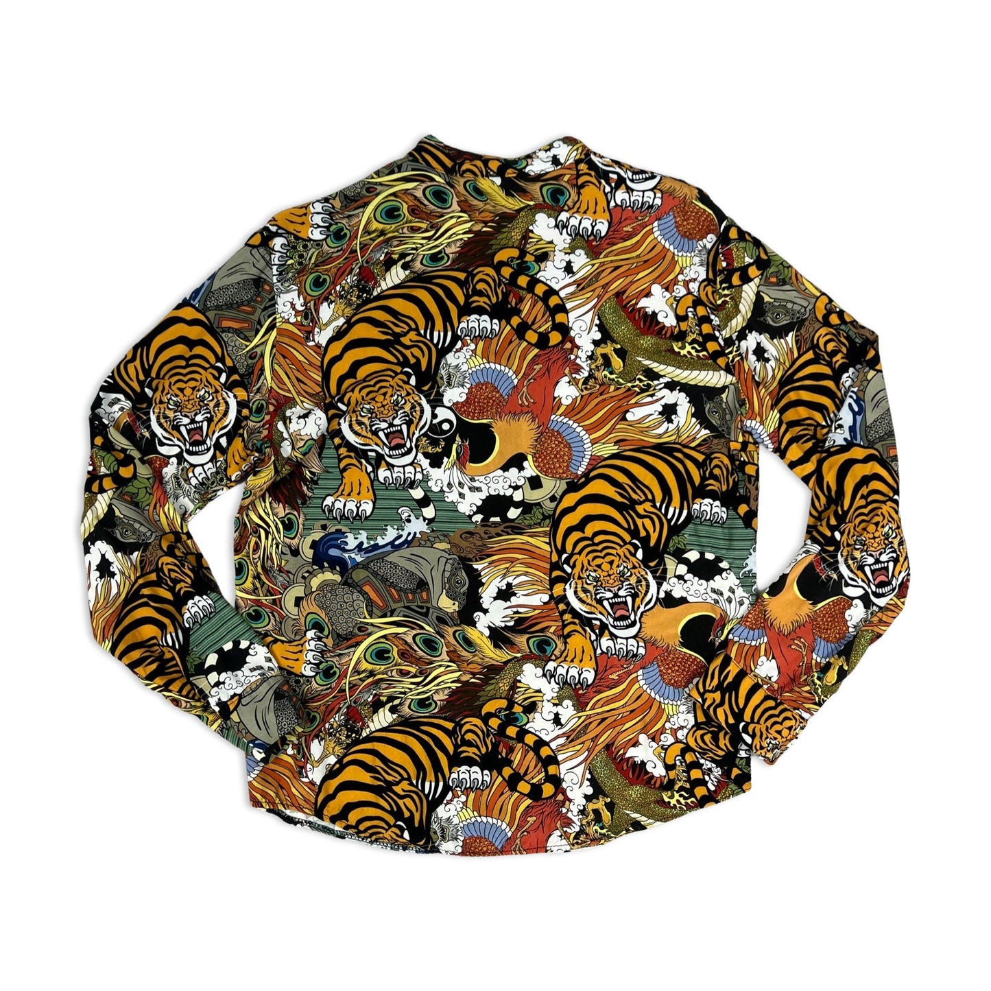 Vintage Tiger Abstract Print Round Neck Shirt S M