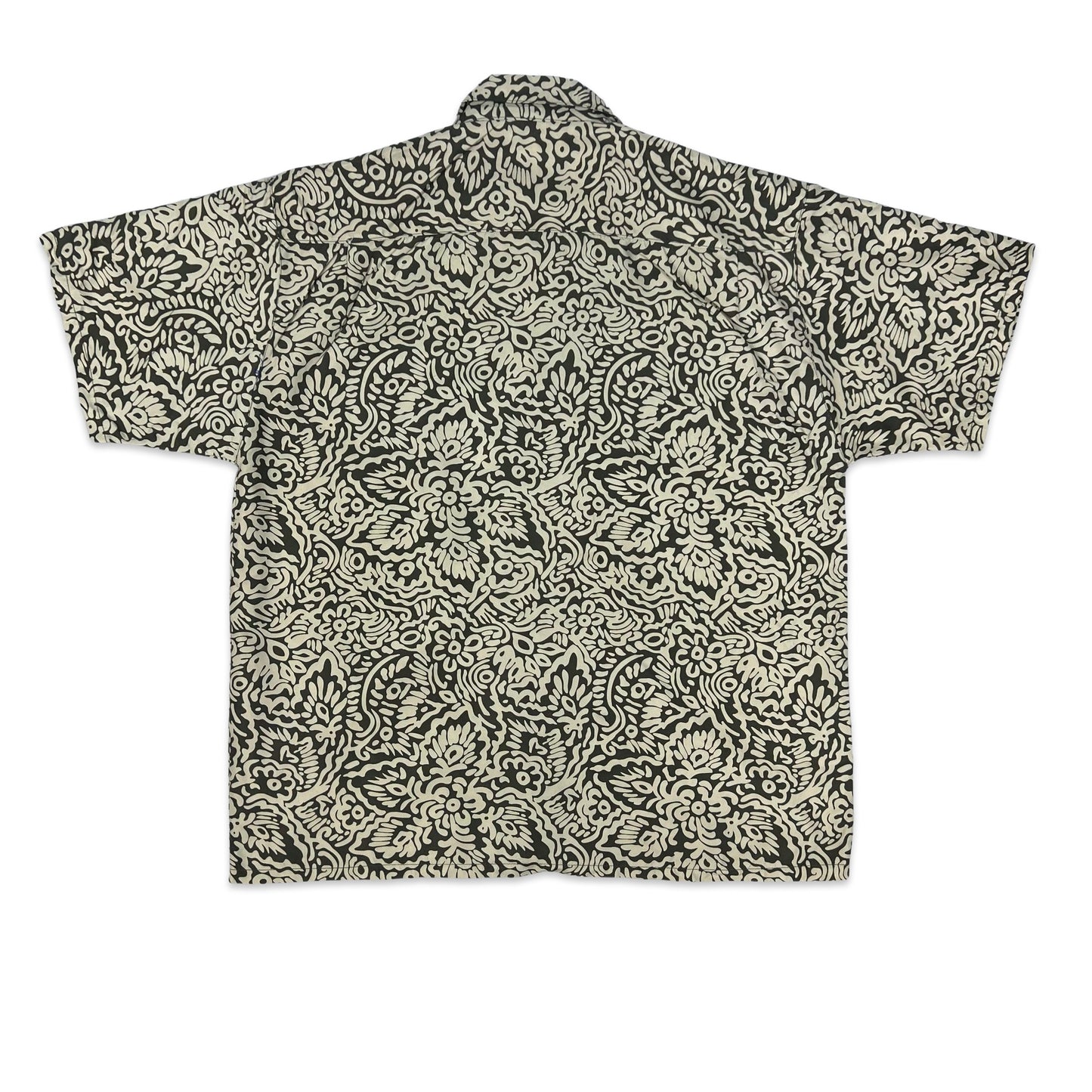 Vintage Brown & Beige Abstract Print Men's Shirt L XL